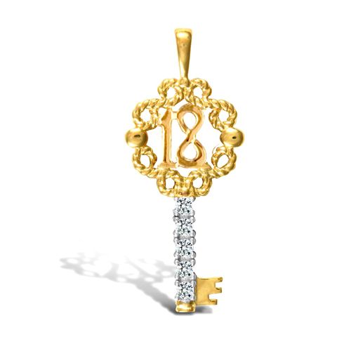 9ct Yellow Gold Cubic Zirconia 18 Key Pendant – Imperial Time