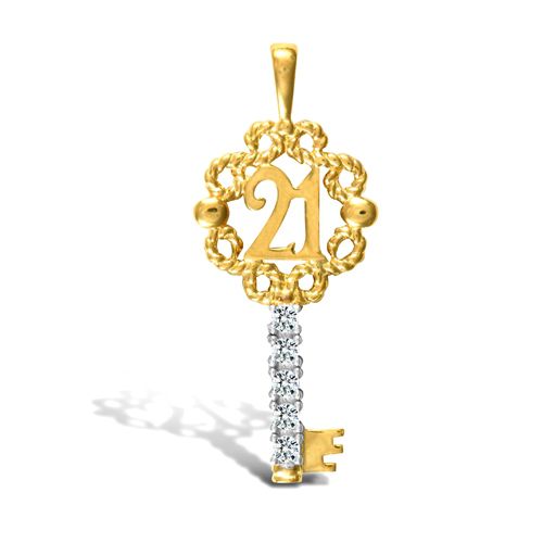 9ct Yellow Gold Cubic Zirconia 21 Key Pendant – Imperial Time