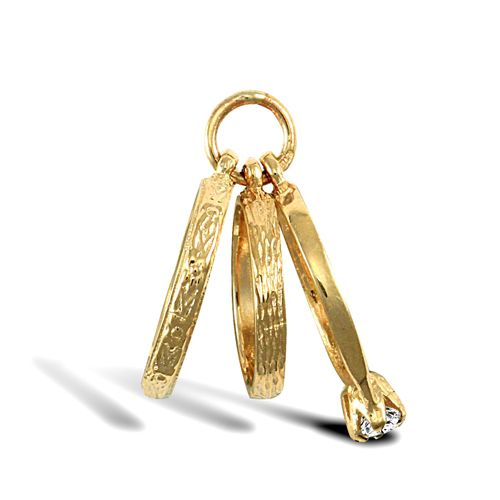 9ct Yellow Gold 3-Rings Pendant – Imperial Time