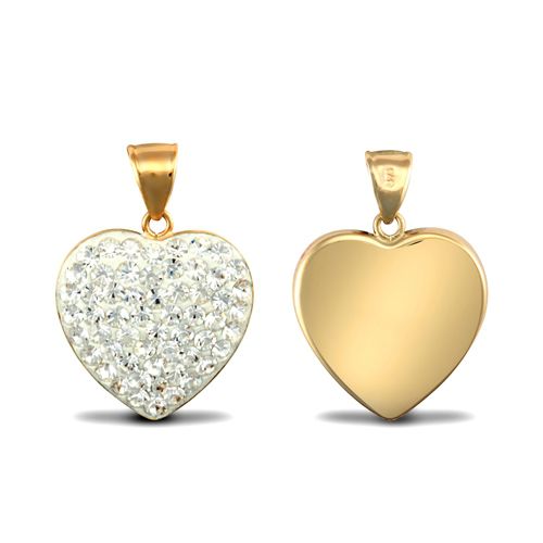 9ct Yellow Gold Crystal White Heart Pendant – Imperial Time
