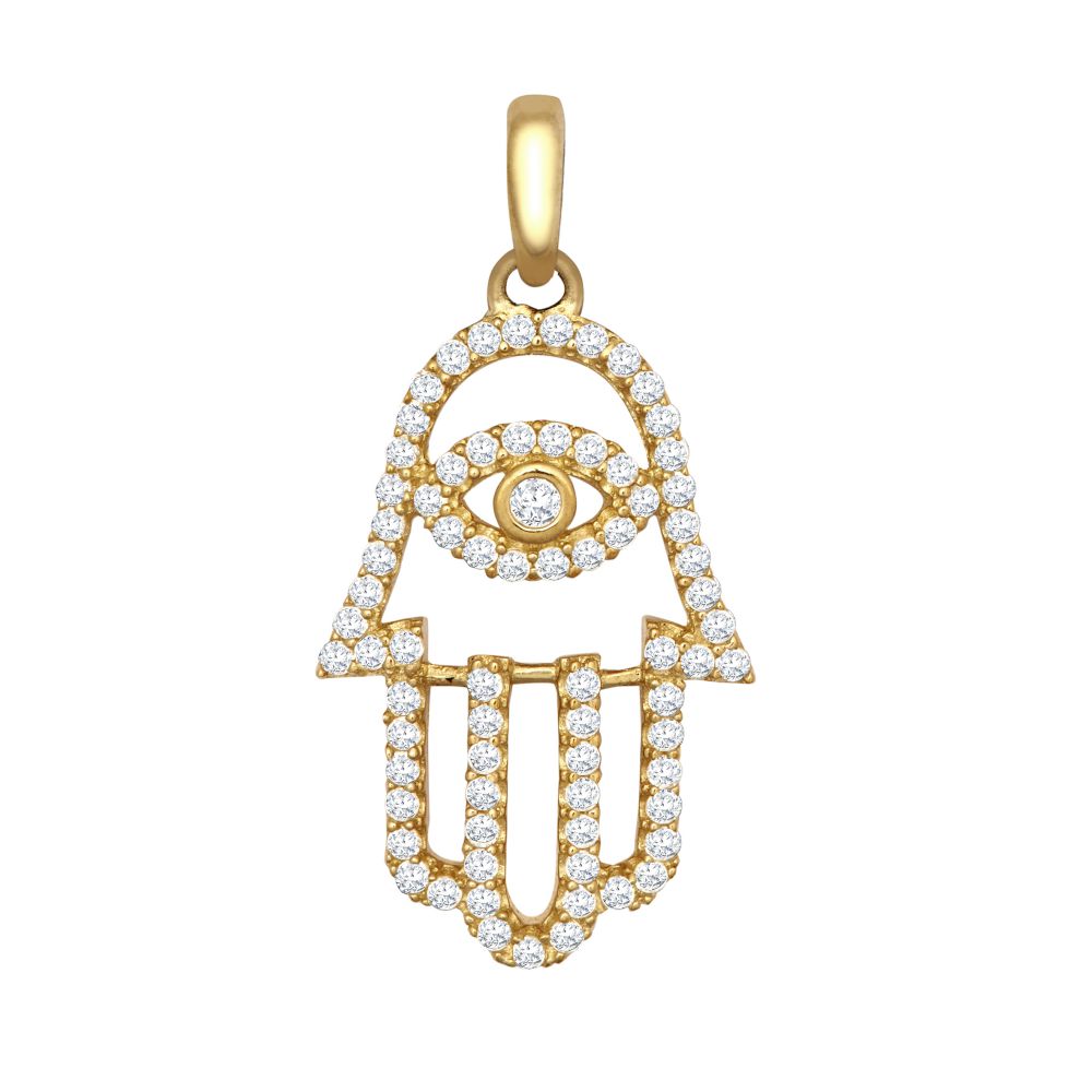 9ct Yellow Cubic Zirconia Set Hamsa Pendant – Imperial Time