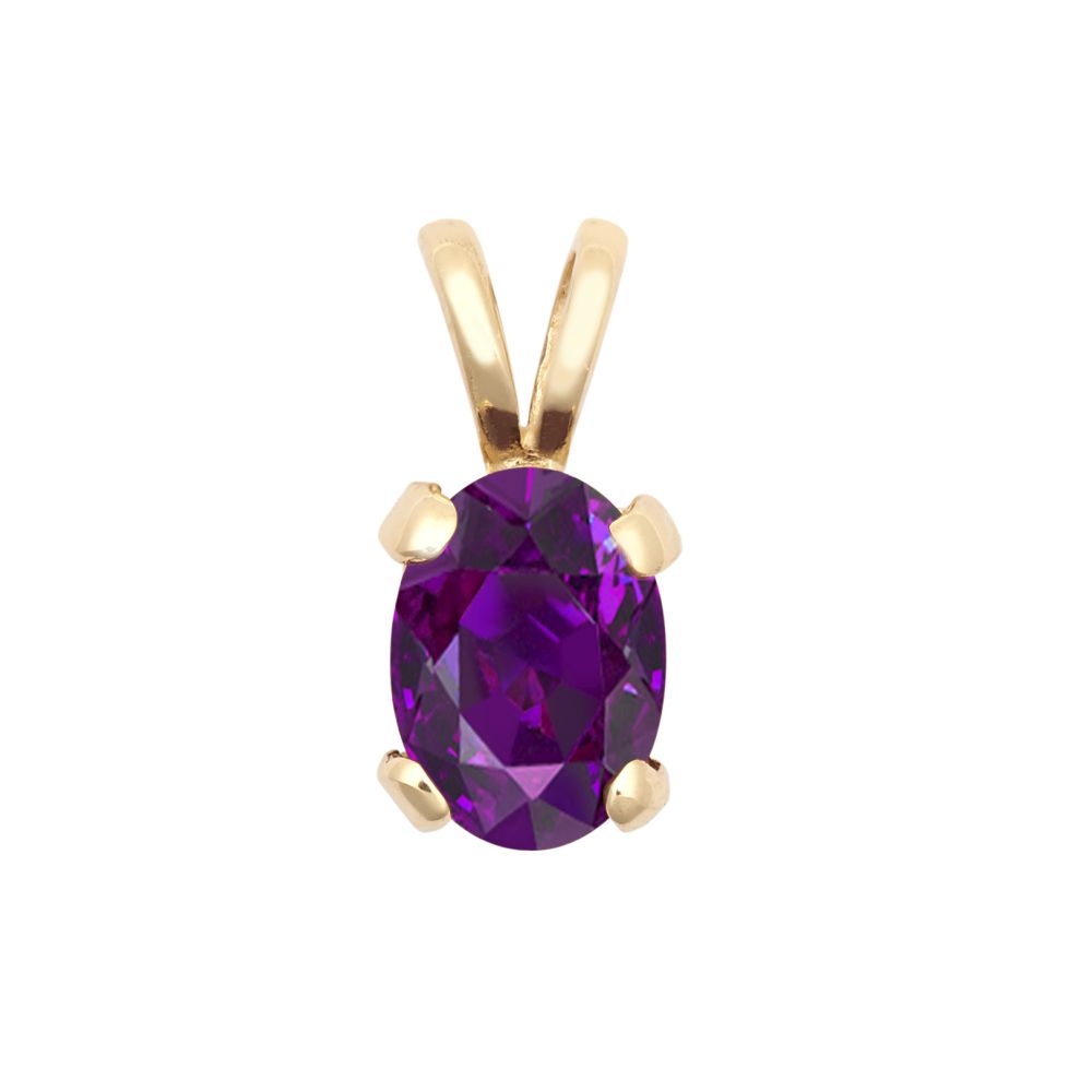 9ct Yellow Gold 7x5 Amethyst Pendant – Imperial Time