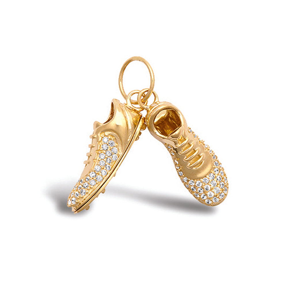 9ct Yellow Gold CZ set pair football boots – product view