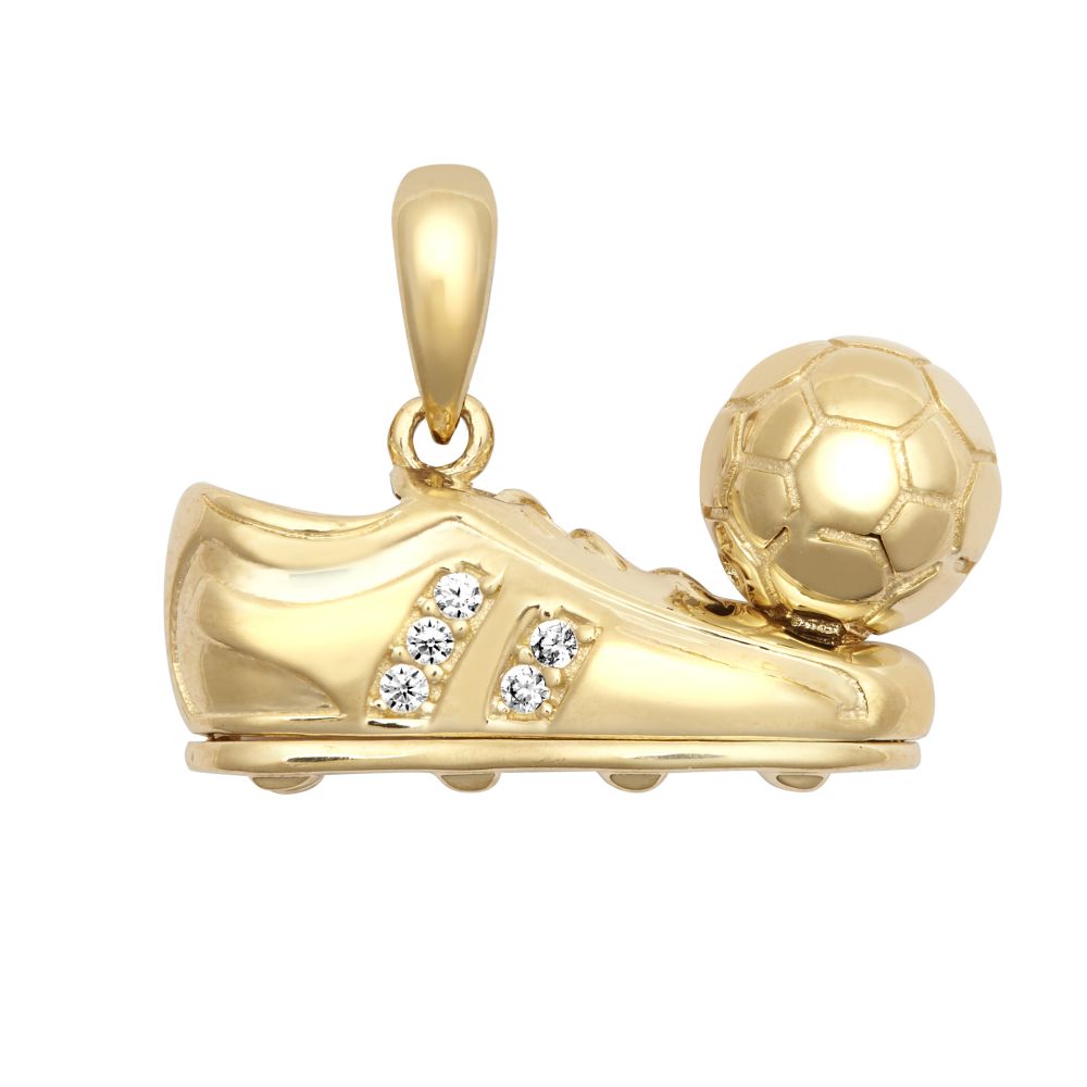 9ct Yellow Gold Cubic Zirconia set football + football boot pendant – Imperial Time