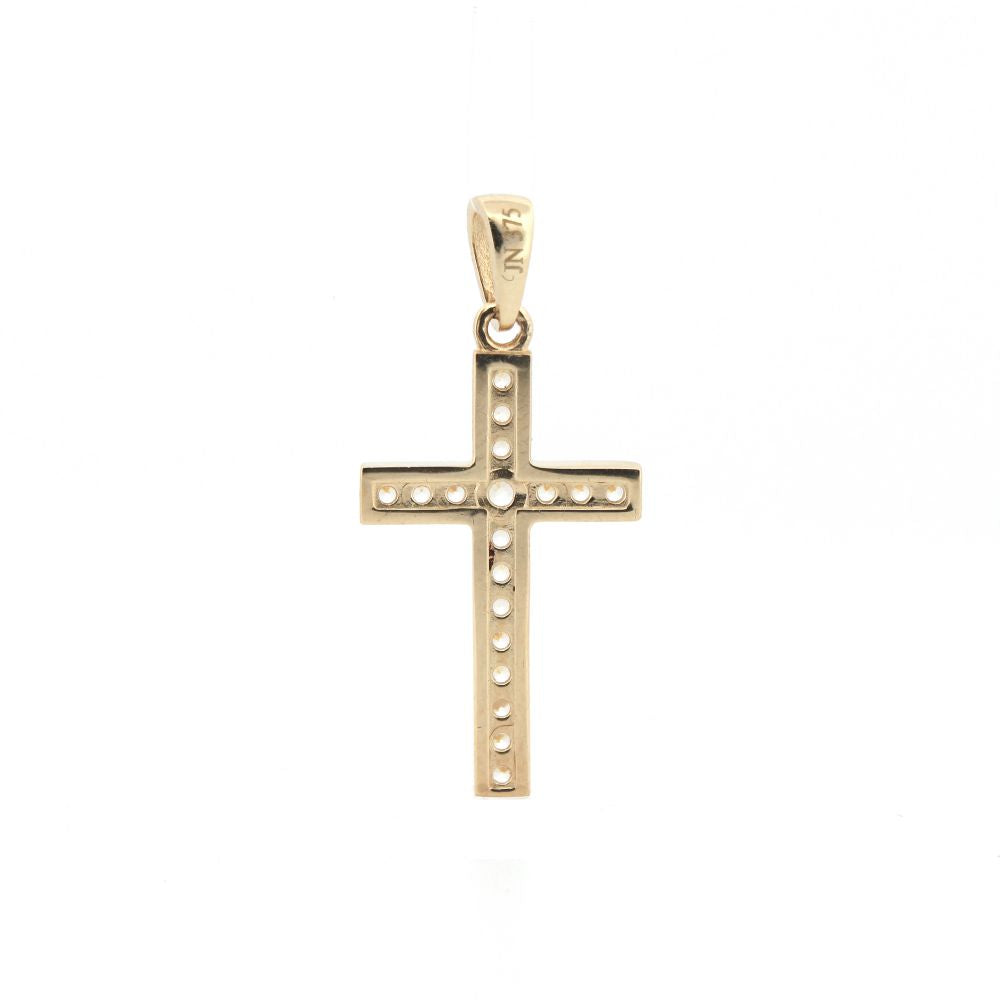 Kreuz aus 9 Karat Gelbgold mit Zirkonia im Kanalschliff