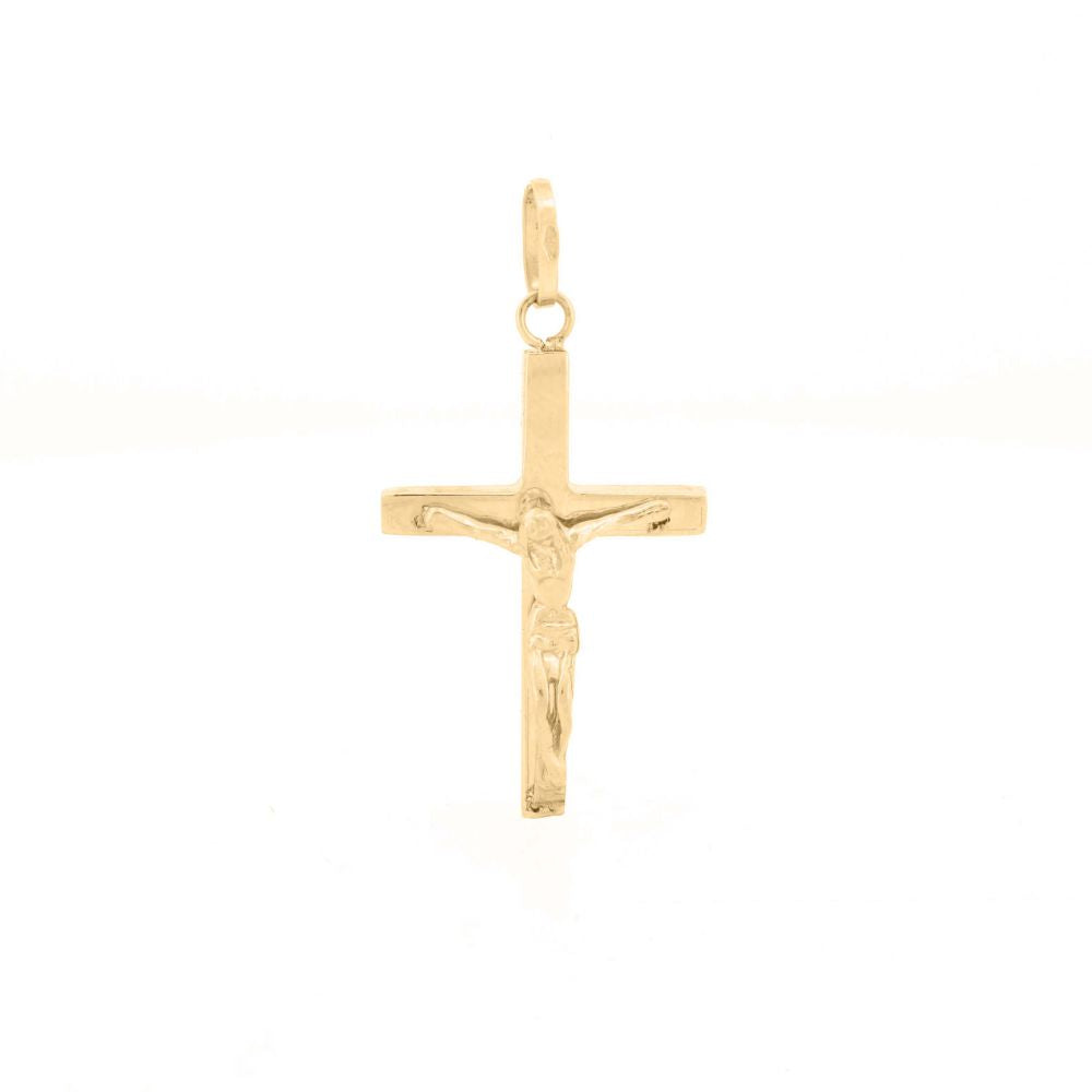9ct Yellow Gold Square Tube Hollow Crucifix – product view