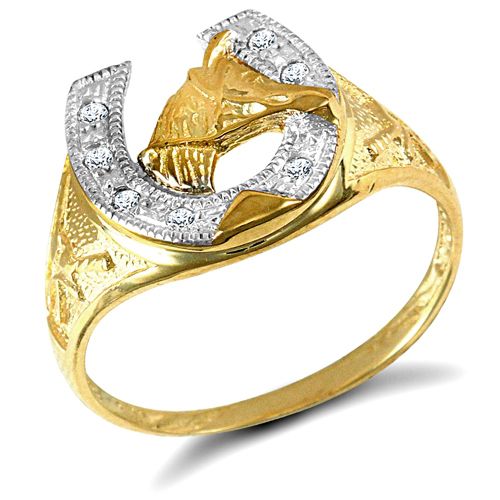 9ct Yellow Gold Cubic Zirconia Horse Shoe Ring – Imperial Time