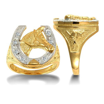 9ct Yellow Gold Cubic Zirconia Horse Shoe Ring – Imperial Time