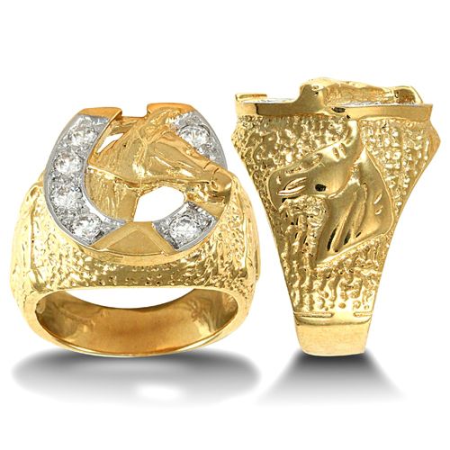 9ct Yellow Gold Cubic Zirconia Horse Shoe Ring – Imperial Time