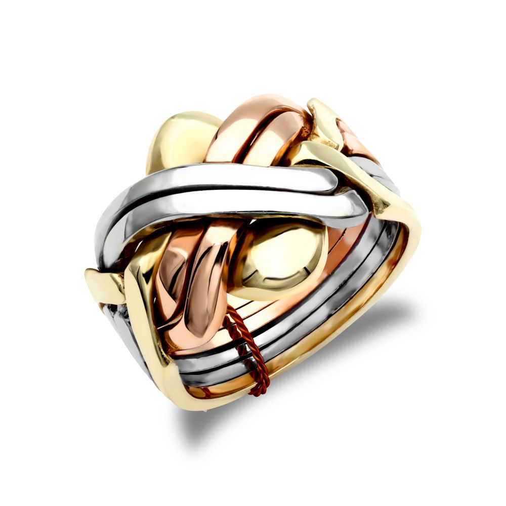 9ct 3 Colour Gold 6 Piece Puzzle Ring – product view