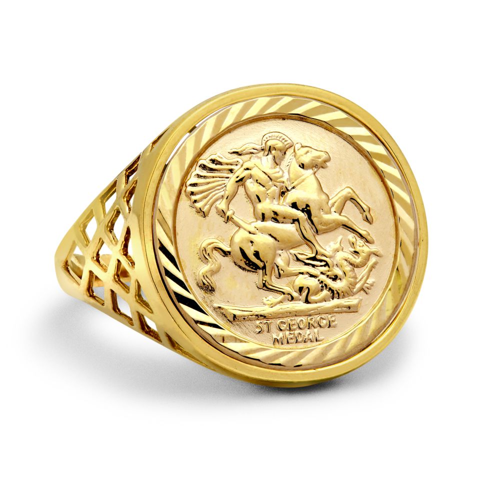 9ct Yellow Gold Half St George Ring – Imperial Time