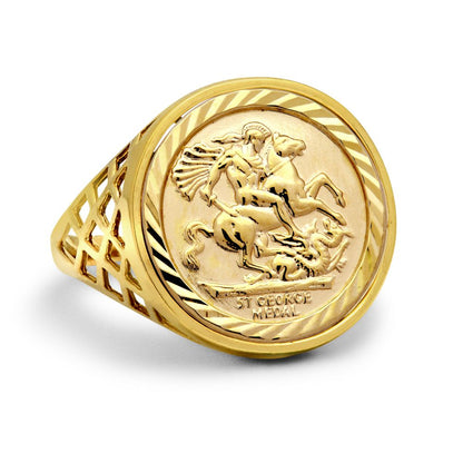 9ct Yellow Gold Half St George Ring – Imperial Time