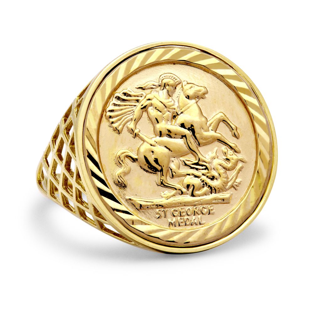 9ct Yellow Gold Full St George Ring – Imperial Time