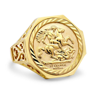 9ct Yellow Gold Hexagonal St George Ring – Imperial Time