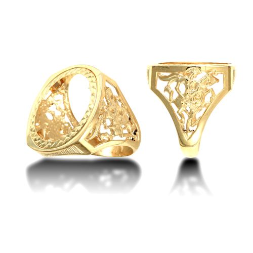 9ct Yellow Gold Full St George Sovereign Ring – Imperial Time