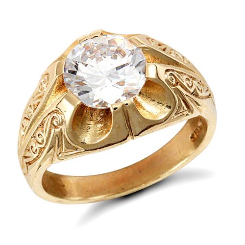 9ct Yellow Gold Gents Cubic Zirconia Ring – Imperial Time