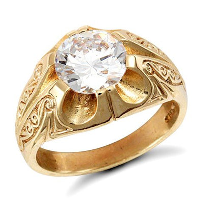 9ct Yellow Gold Gents Cubic Zirconia Ring – Imperial Time