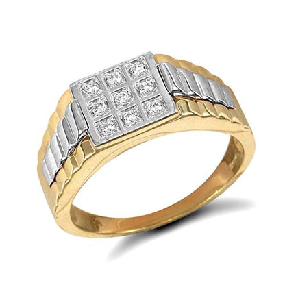 9ct Yellow Gold Gents Cubic Zirconia Ring – Imperial Time