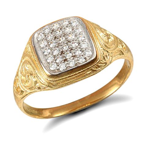 9ct Yellow Gold Gents Cubic Zirconia Ring – product view