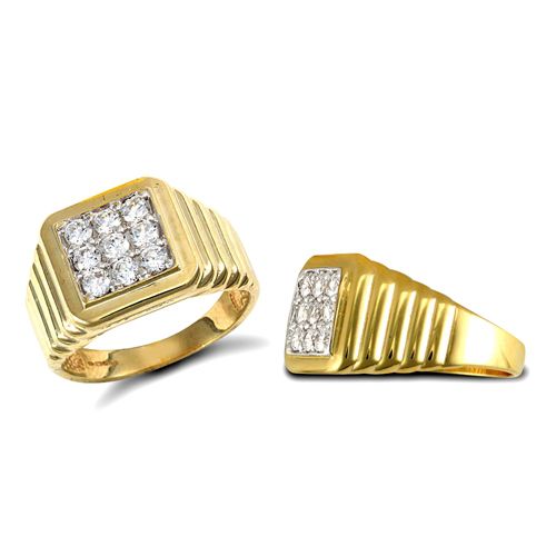 9ct Yellow Gold Gents Cubic Zirconia Ring – Imperial Time