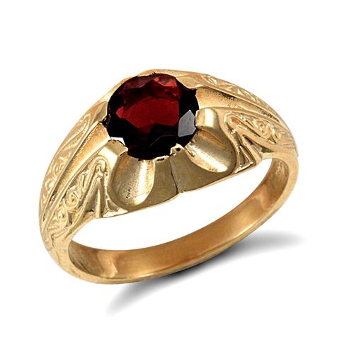 9ct Yellow Gold Gents Garnet Ring – Imperial Time