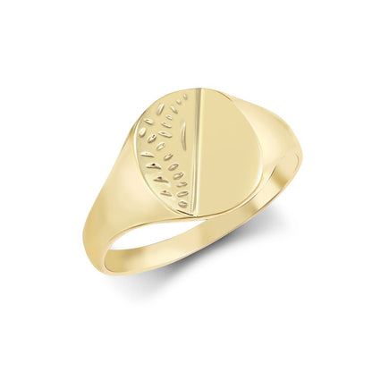 9ct Yellow Gold Signet Ring Half-Engraved – Imperial Time