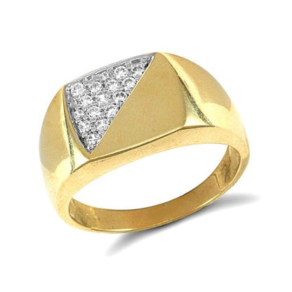 9ct Yellow Gold Signet Ring Half-Cubic Zirconia – Imperial Time