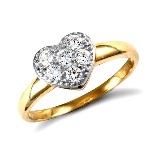 9ct Yellow Gold Cubic Zirconia Heart Ring – Imperial Time