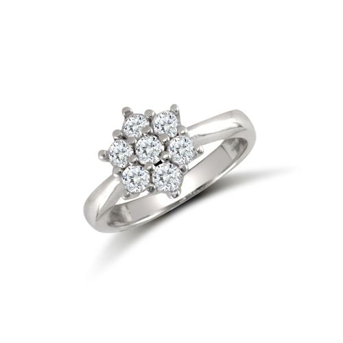 9ct White Ladies Cubic Zirconia 7 Stone Cluster Ring – Imperial Time