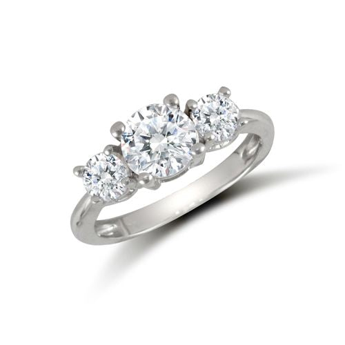 9ct White Ladies Cubic Zirconia 3 Stone Cluster Ring – Imperial Time