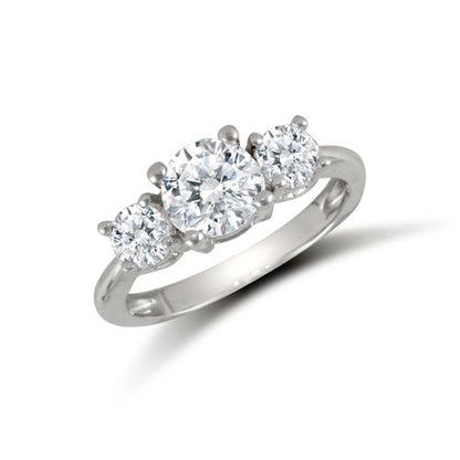 9ct White Ladies Cubic Zirconia 3 Stone Cluster Ring – Imperial Time