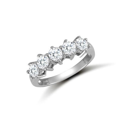 9ct White Ladies Cubic Zirconia 5 Stone Ring – Imperial Time