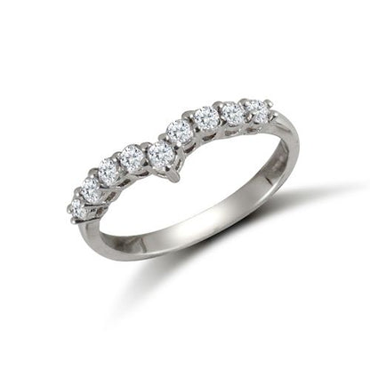 9ct White Ladies Cubic Zirconia Wishbone Ring – Imperial Time