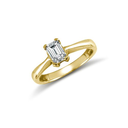 9ct Yellow Emerald Cut Cubic Zirconia Solitaire Ring – Imperial Time