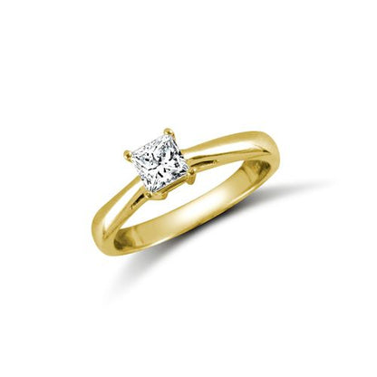 9ct Yellow Princess Cut Cubic Zirconia Solitaire Ring – Imperial Time