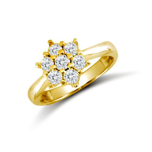 9ct Yellow Ladies Cubic Zirconia 7 Stone Cluster Ring – Imperial Time
