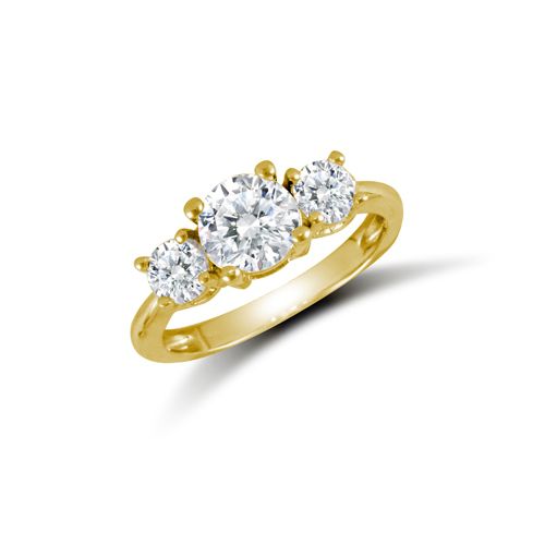 9ct Yellow Ladies Cubic Zirconia 3 Stone Cluster Ring – Imperial Time