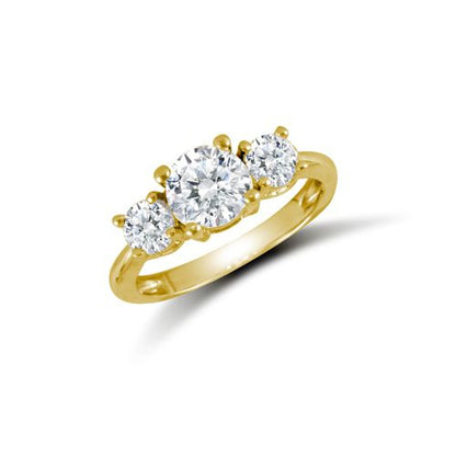 9ct Yellow Ladies Cubic Zirconia 3 Stone Cluster Ring – Imperial Time