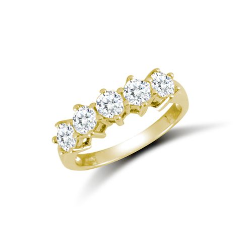 9ct Yellow Ladies Cubic Zirconia 5 Stone Ring – Imperial Time