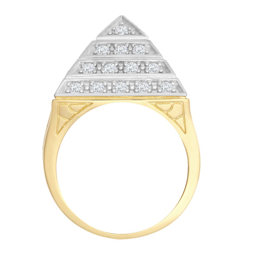 925 Silver Cubic Zirconia Set Pyramid Ring – product view