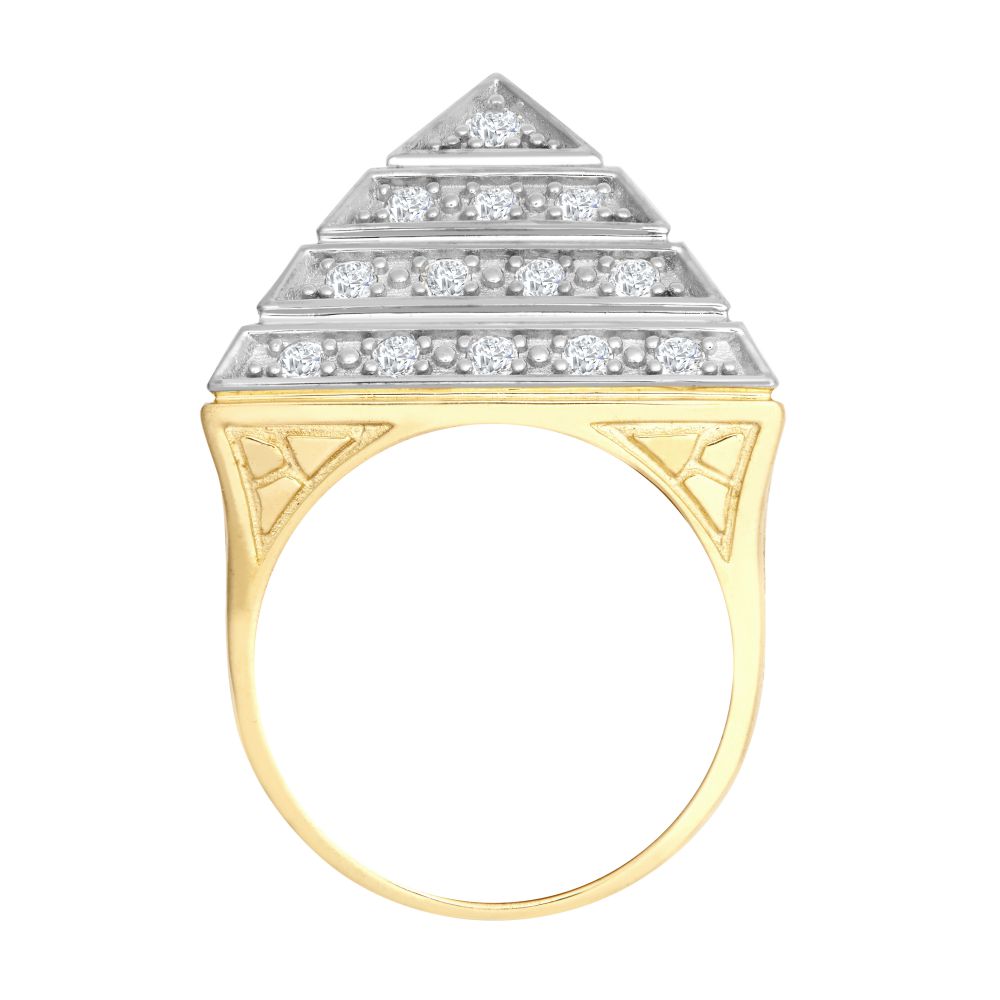 9ct Yellow Gold 1.5 Ounce CZ Set Pyramid Ring – product view
