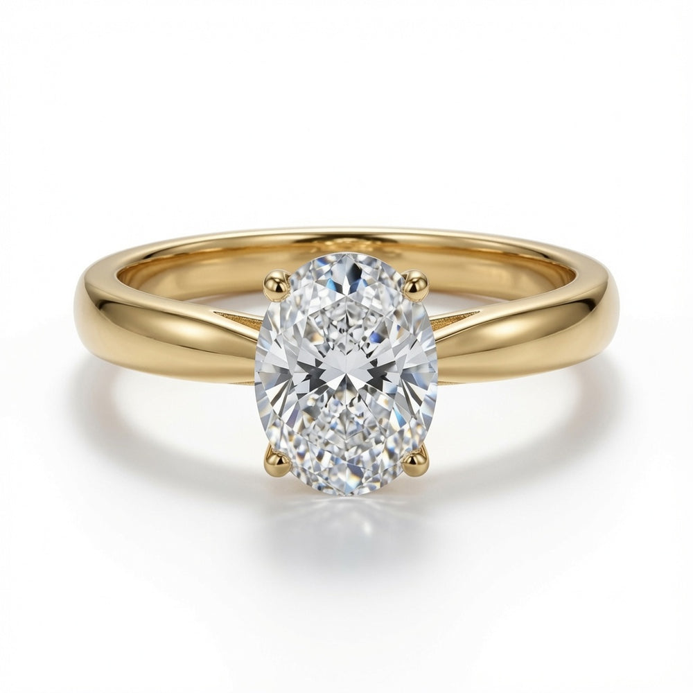 9ct Yellow Gold, 1.00ct Oval Cubic Zirconia Wed-fit Solitaire Ring – Imperial Time