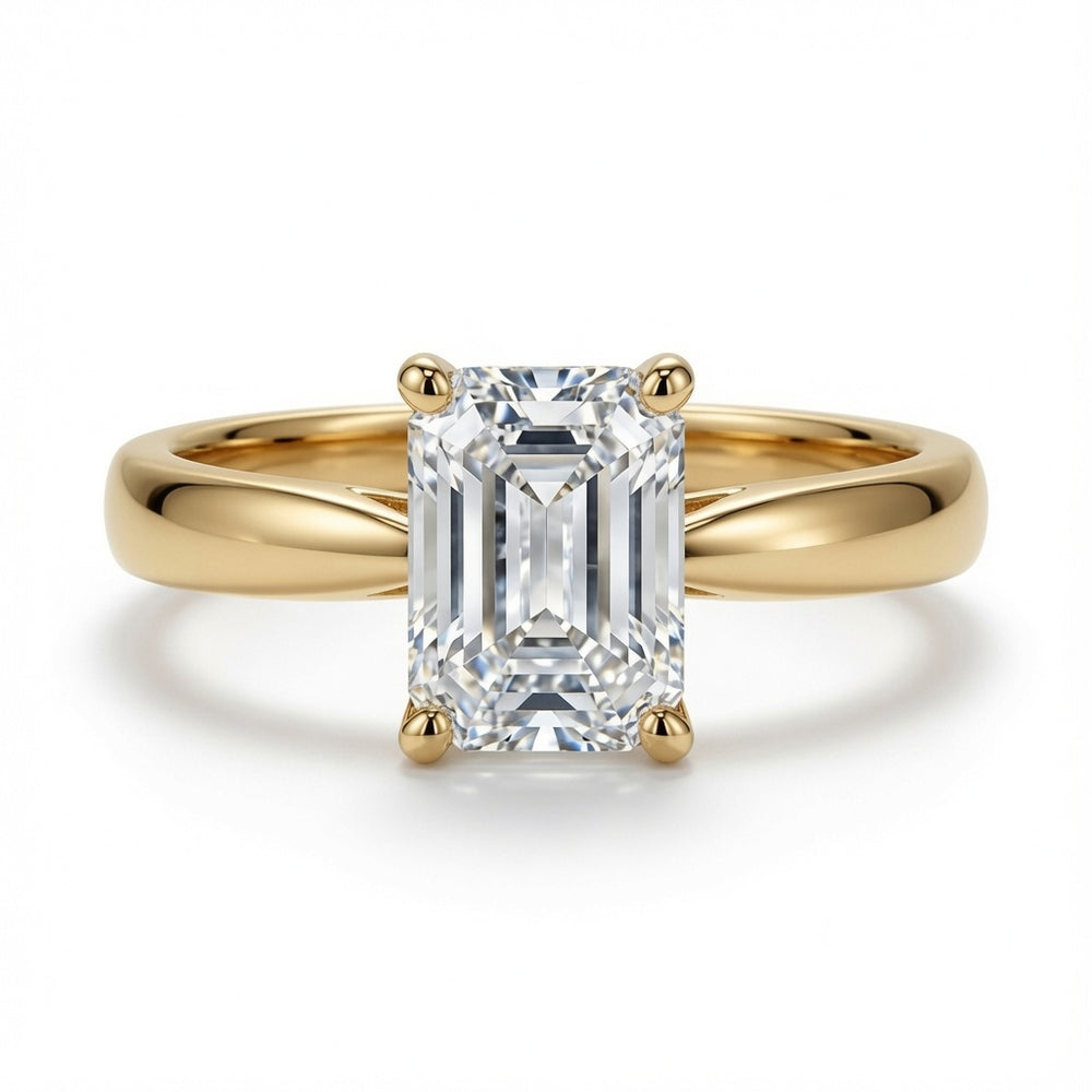 9ct Yellow Gold, 1.00ct Emerald Cut Cubic Zirconia Wed-fit Solitaire Ring – Imperial Time