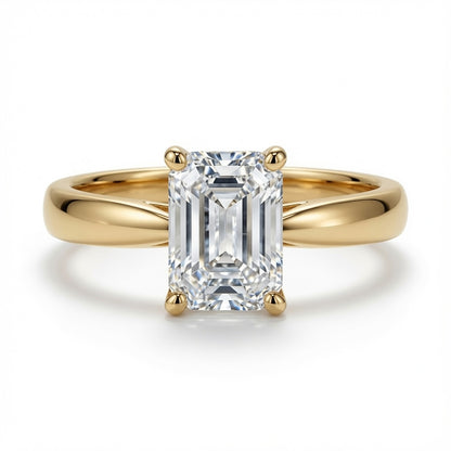 9ct Yellow Gold, 1.00ct Emerald Cut Cubic Zirconia Wed-fit Solitaire Ring – Imperial Time