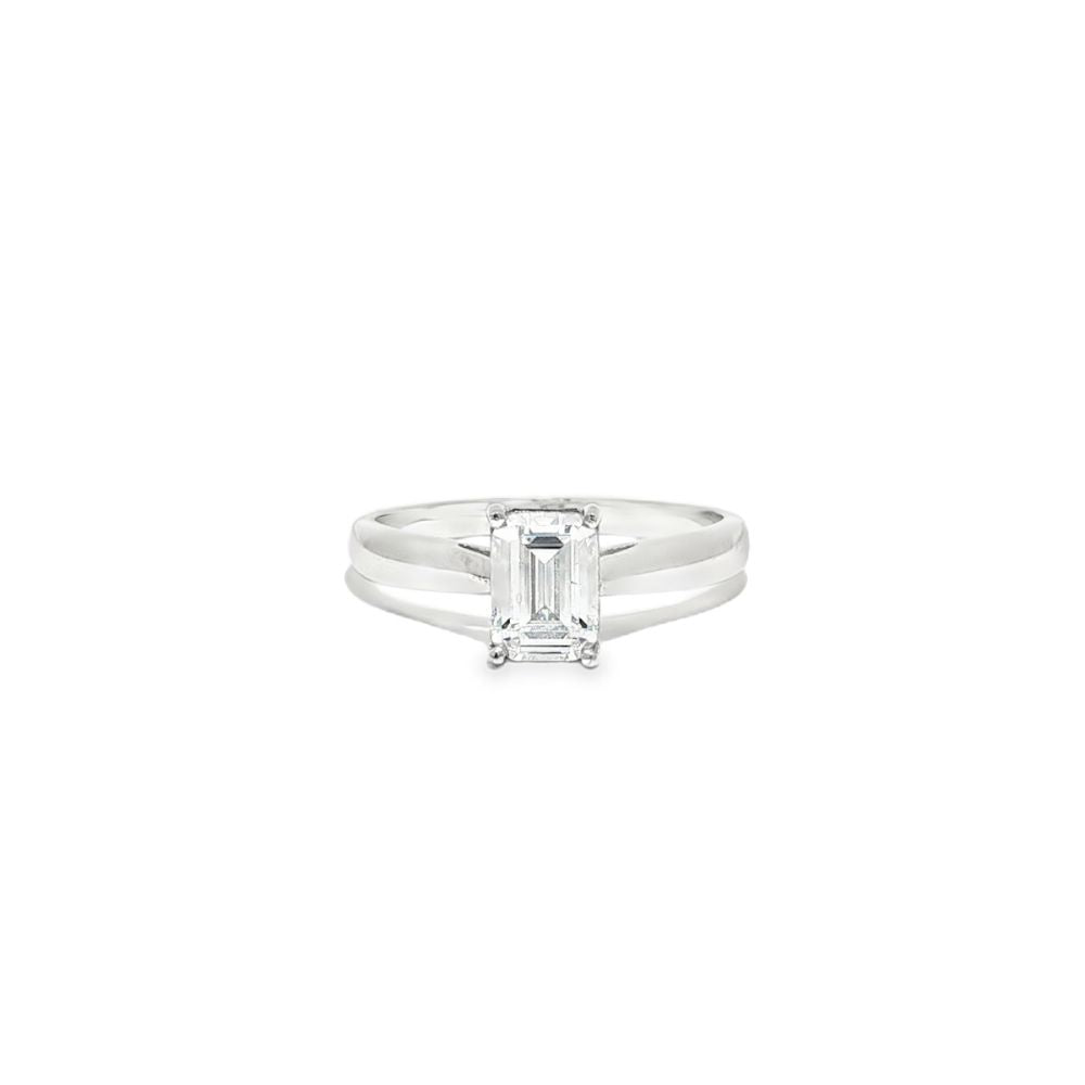 9ct White Gold, 1.00ct Emerald Cut Cubic Zirconia Wed-fit Solitaire Ring – Imperial Time