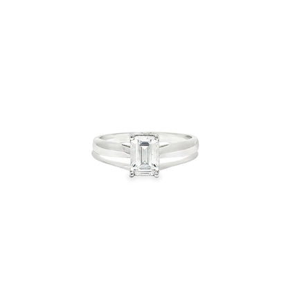 9ct White Gold, 1.00ct Emerald Cut Cubic Zirconia Wed-fit Solitaire Ring – Imperial Time