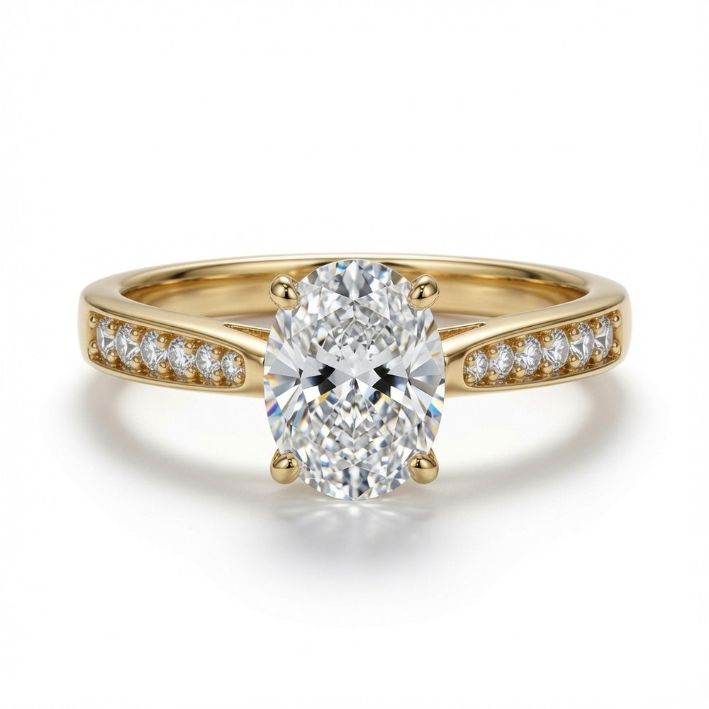9ct Yellow Gold, 1.00ct Oval Cubic Zirconia Wed-fit Engagement Ring – product view