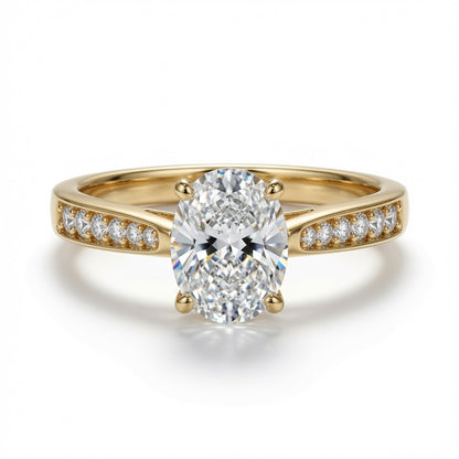 9ct Yellow Gold, 1.00ct Oval Cubic Zirconia Wed-fit Engagement Ring – product view