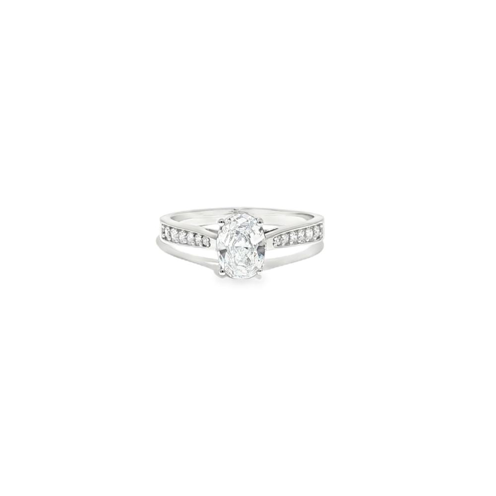 9ct White Gold, 1.00ct Oval Cubic Zirconia Wed-fit Engagement Ring – Imperial Time