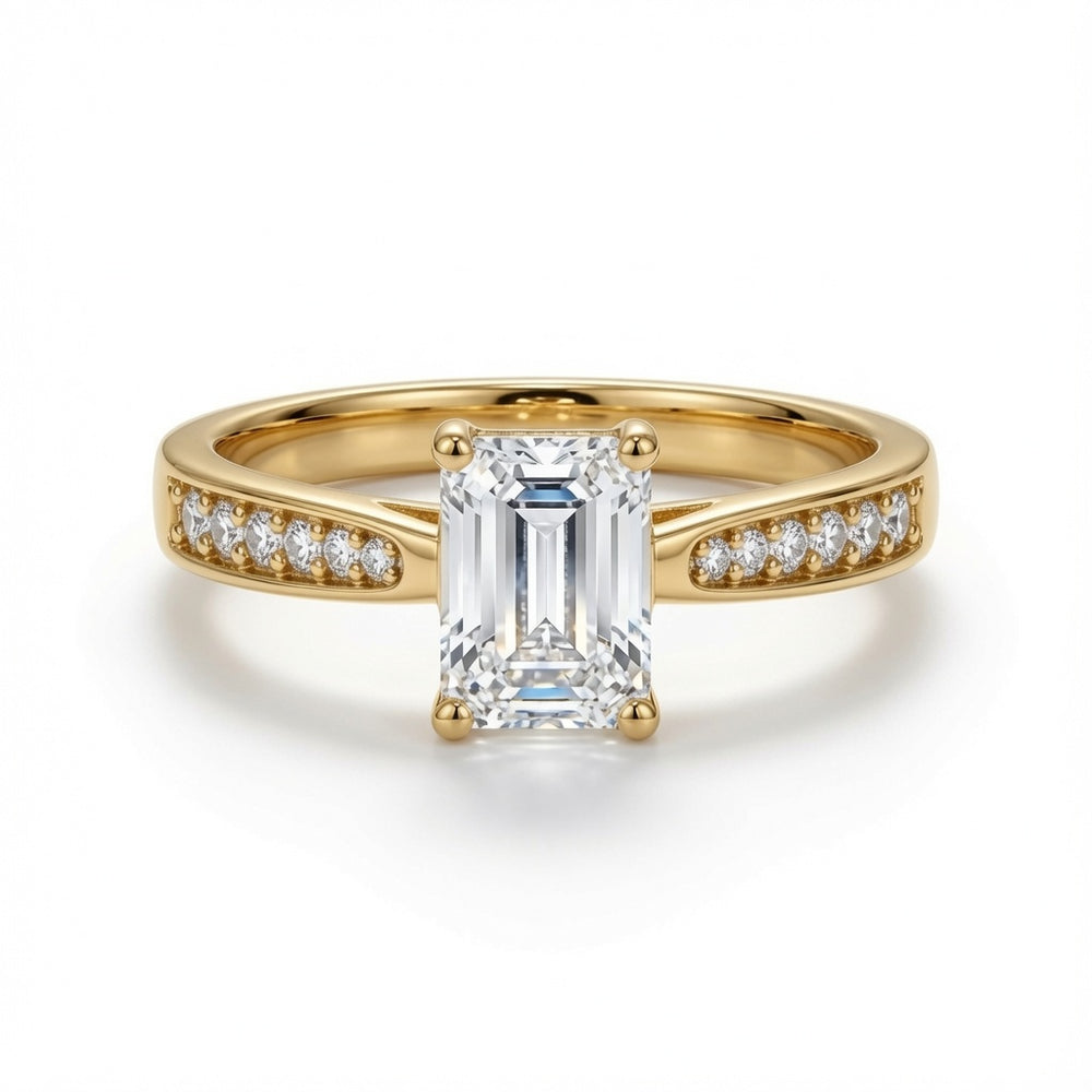 9ct Yellow Gold, 1.00ct Emerald Cut Cubic Zirconia Wed-fit Engagement Ring – Imperial Time